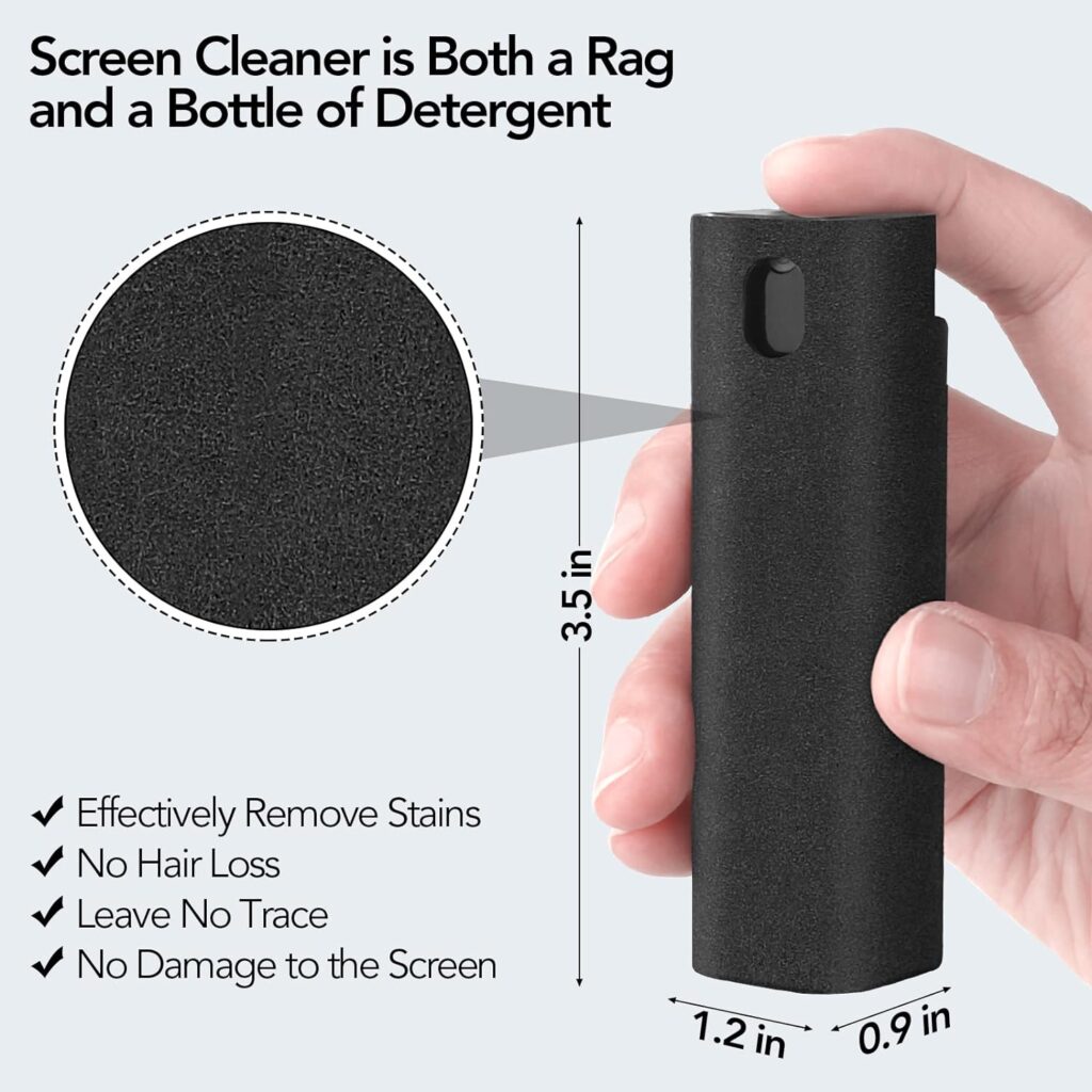 2 Pcs Fingerprint Proof Screen Cleaner, 3 in 1Touchscreen Mist Cleaner Spray Wipe Cleaner Screen Cleaner Soft Fiber Flannel, Safe for All Phones Glasses Tablet Laptop TV Watch Screens (Pink)