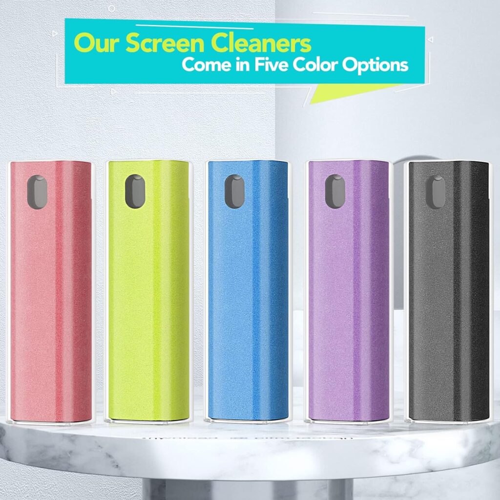 2 Pcs Fingerprint Proof Screen Cleaner, 3 in 1Touchscreen Mist Cleaner Spray Wipe Cleaner Screen Cleaner Soft Fiber Flannel, Safe for All Phones Glasses Tablet Laptop TV Watch Screens (Pink)