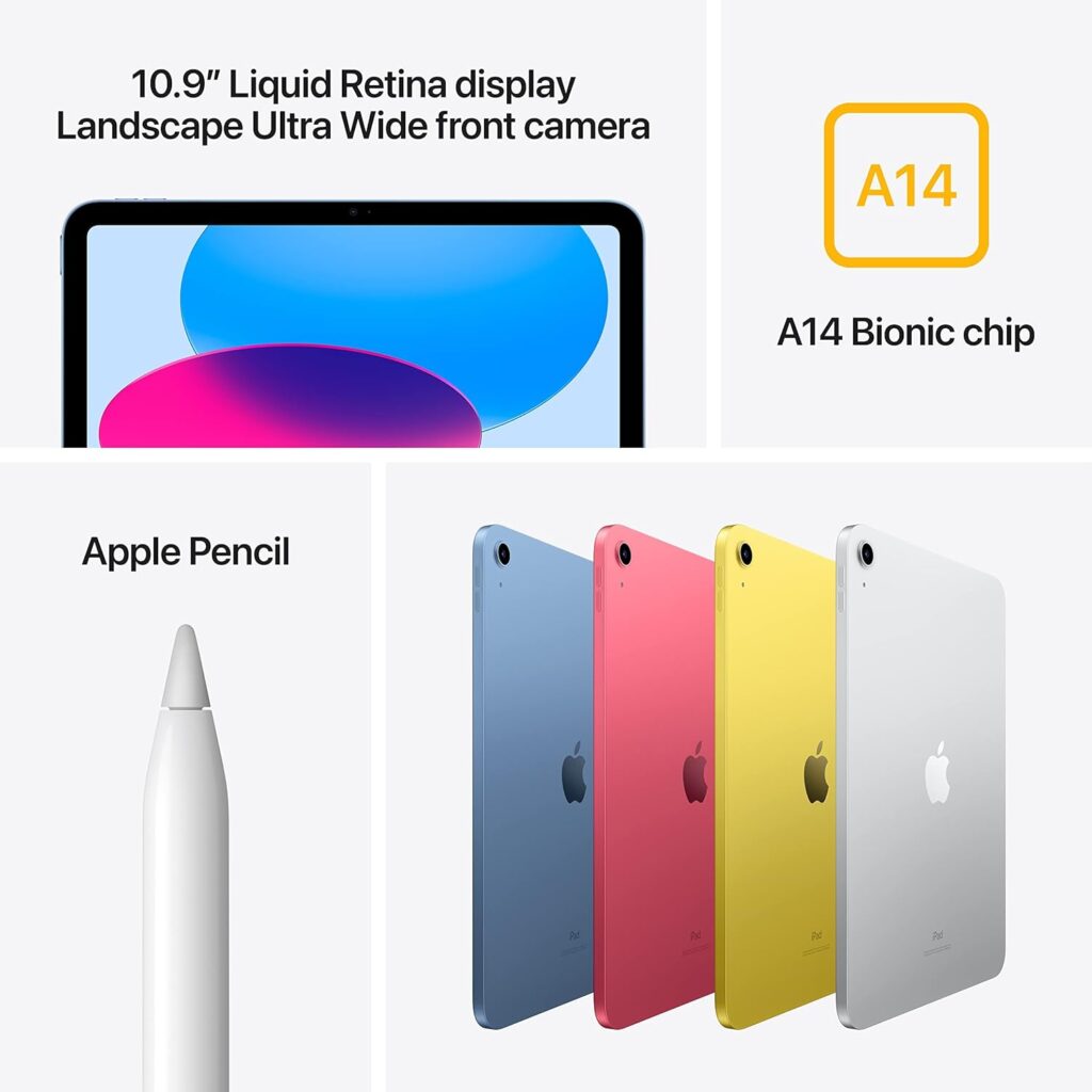 2022 Apple iPad (10.9-inch, Wi-Fi, 64GB) - Silver (Renewed)