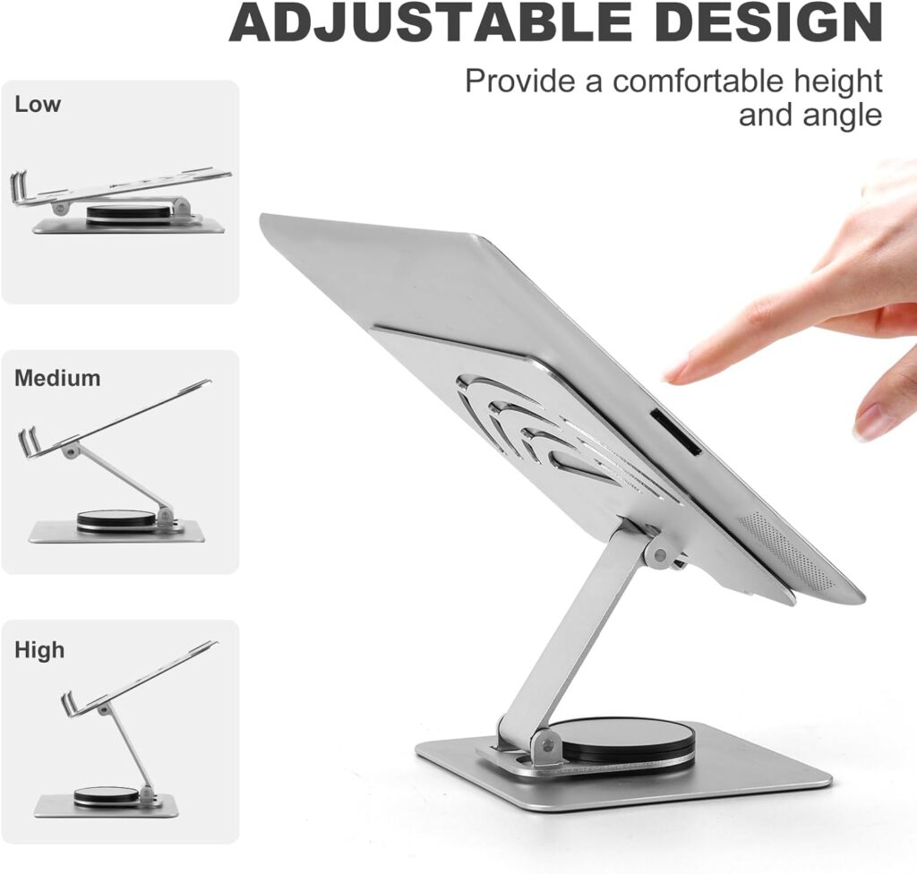 AJIAAIONE Acrylic Tablet Holder,iPad Stand, 360 Rotating Base,Foldable Adjustable Tablet Stand,Tablet Stand for Desk,Compatible with iPad Pro Air Mini 4 to 12.9-inch Tablets