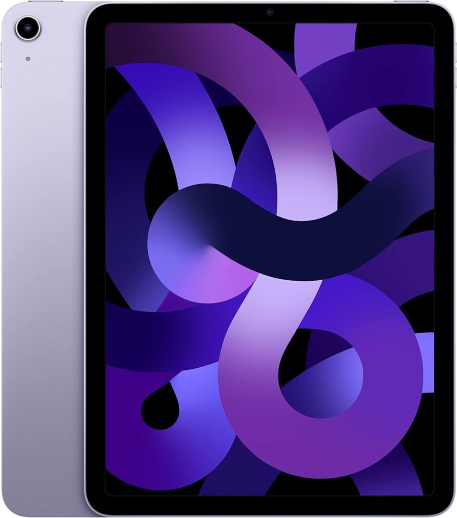 Apple iPad Air (5th Generation): with M1 chip, 10.9-inch Liquid Retina Display, 64GB, Wi-Fi 6, 12MP front/12MP Back Camera, Touch ID, All-Day Battery Life – Purple