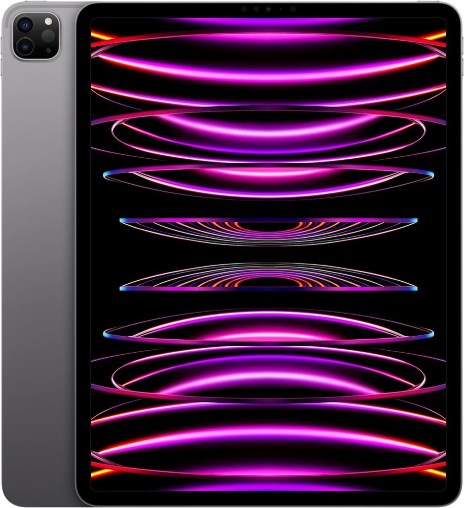 Apple iPad Pro 12.9-inch (6th Generation): with M2 chip, Liquid Retina XDR Display, 128GB, Wi-Fi 6E, 12MP front/12MP and 10MP Back Cameras, Face ID, All-Day Battery Life – Space Gray