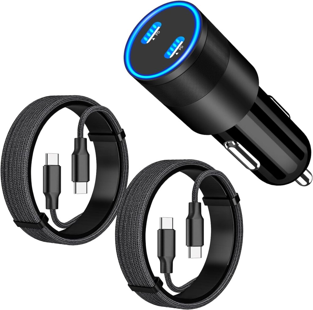 [Apple MFi Certified] iPhone 15 Fast Car Charger, KYOHAYA 72W PD Type-C Power Car Charger Fast Charging Cigarette Lighter+2Pack USB-C to USB-C Cord for iPhone 15/15 Plus/15 Pro/15 Pro Max/iPad Pro/Air