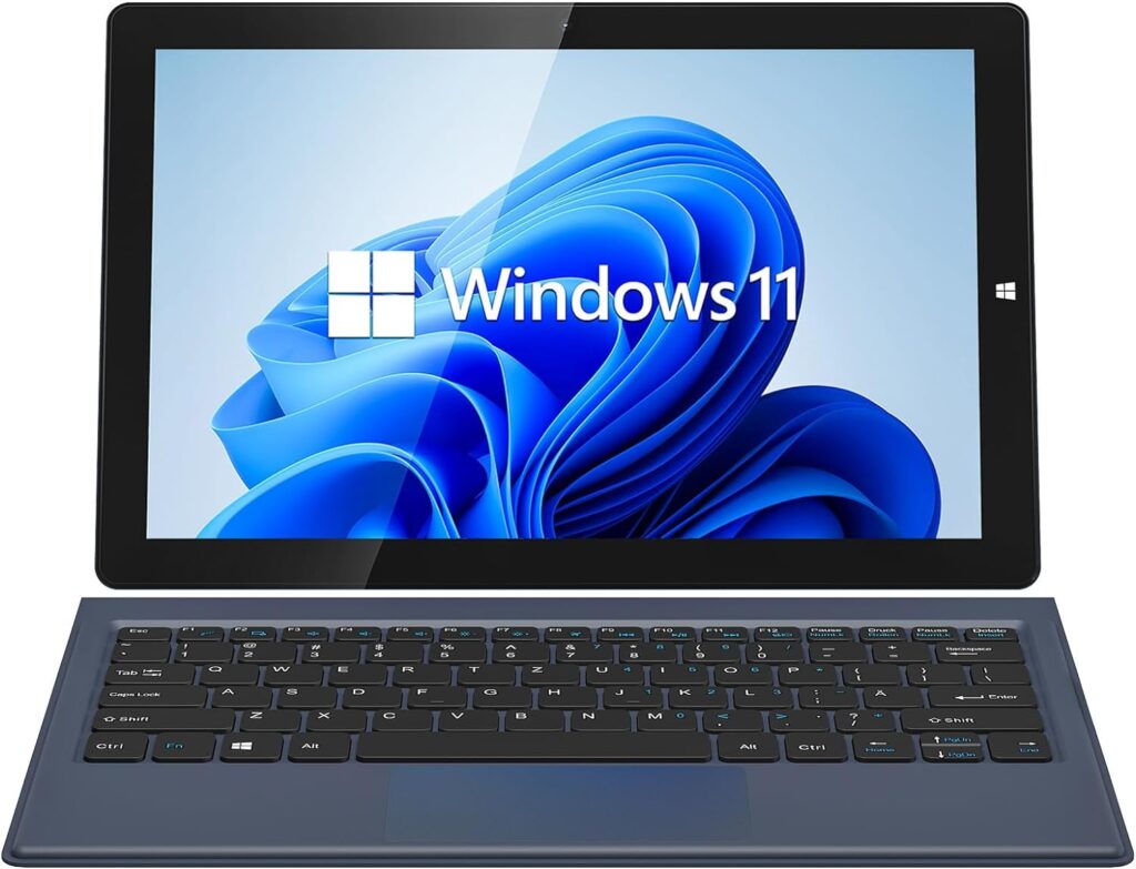 AWOW Detachable 2 in 1 Laptop Touchscreen Windows 11, 8GB RAM 256GB SSD, 10.1 Tablet with Keyboard, Intel Celeron N4120 2.6GHz, 2.4G+5G WiFi, Bluetooth, USB3.0, HDMI, Dual Camera