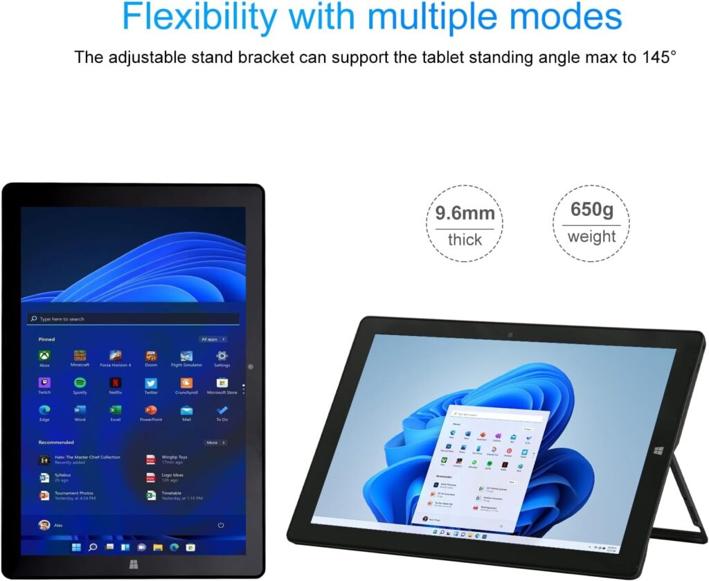 AWOW Windows 11 Tablet 8GB RAM 256GB Storage, 10.1 Inch IPS HD Touchscreen, Intel Celeron N4120 Quad-Core CPU Windows Tablet PC with HDMI/WiFi/Bluetooth/USB3.0/Dual Cameras