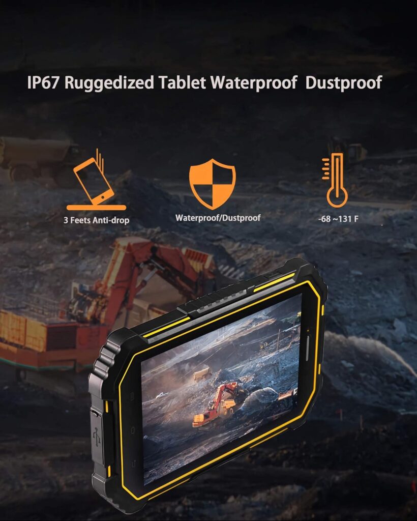 Bix Rugged Android Tablet, 7 IP67 Water Resistant Ruggedized Tablet with Octa-Core CPU,Android 9.0, 4GB RAM,64GB Storage, Wi-Fi, 13 Mega Camera,Waterproof Tablet for Enterprise Mobile Field Work