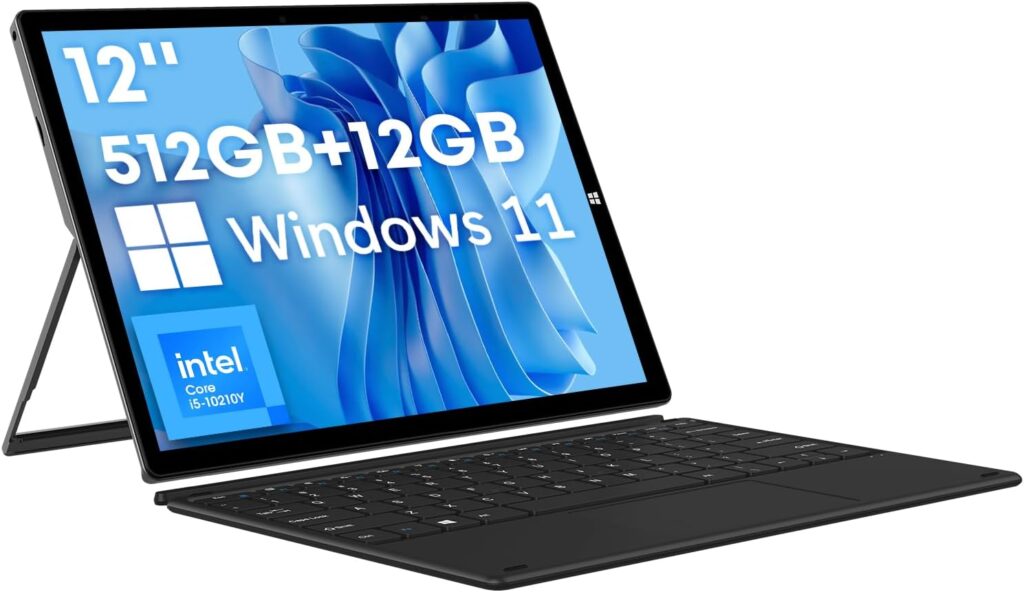 CHUWI 12 UBook X 2 in 1 Tablet, 512GB SSD 12GB RAM, Windows 11 Touchscreen Tablet with Keyboard, Intel Core i5-10210Y Up to 4GHz, 2160X1440 IPS,HDMI,2.4G/5G WiFi,Bluetooth,Dual Camera,Type C, USB3.0