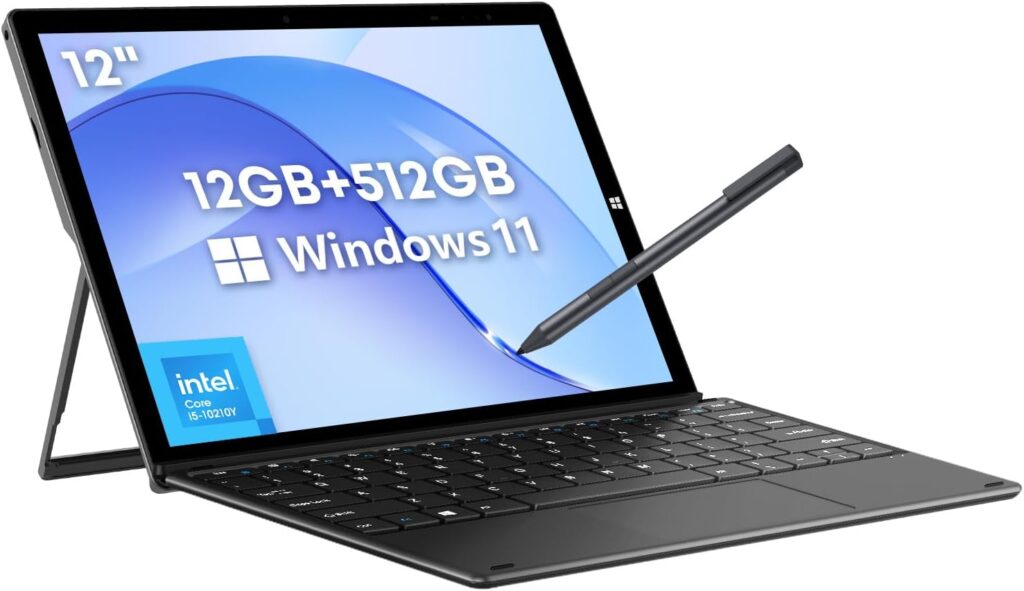 CHUWI UBook X 12 Windows 11 Tablet, 12GB RAM 512GB ROM,1TB Expand,Intel Core i5-10210Y Up to 4GHz, 2-in-1 Touchscreen Tablet Bundled with Keyboard  Pen, 2160X1440 IPS,HDMI,Type C/WiFi 5/Webcam/38WH