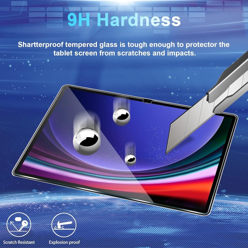 CWQZGUF 2 Pack Galaxy Tab S7 FE/S9 Plus/S8 Plus/S7 Plus 12.4 Inch Tempered Glass Screen Protector, 9H Hardness, High Clarity, Anti-Shatter, Bubble Free for Samsung Galaxy Tab S7 FE 5G/S9 Plus/S8 Plus/S7 Plus Screen Protector