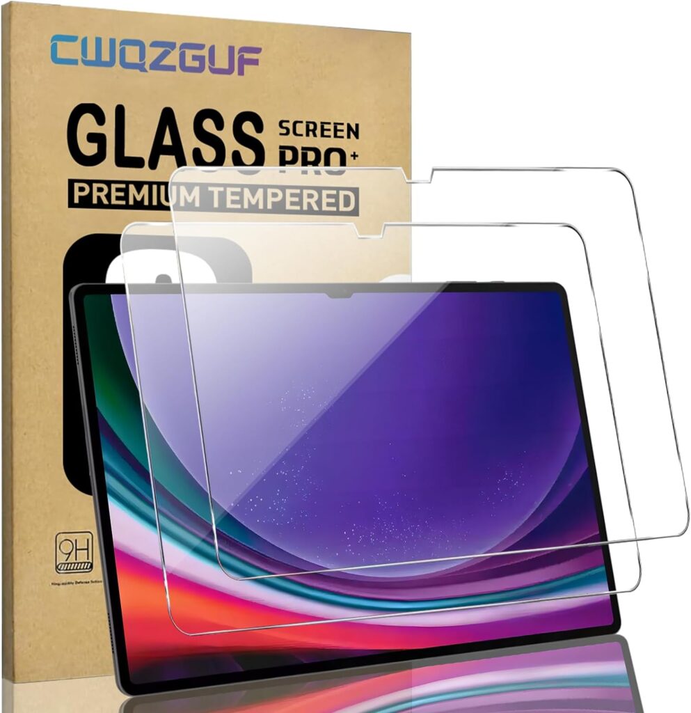 CWQZGUF 2 Pack Galaxy Tab S9 Ultra/S8 Ultra 14.6 Inch Tempered Glass Screen Protector, 9H Hardness, High Clarity, Anti-Shatter, Bubble Free for Samsung Galaxy Tab S9 Ultra/S8 Ultra Screen Protector