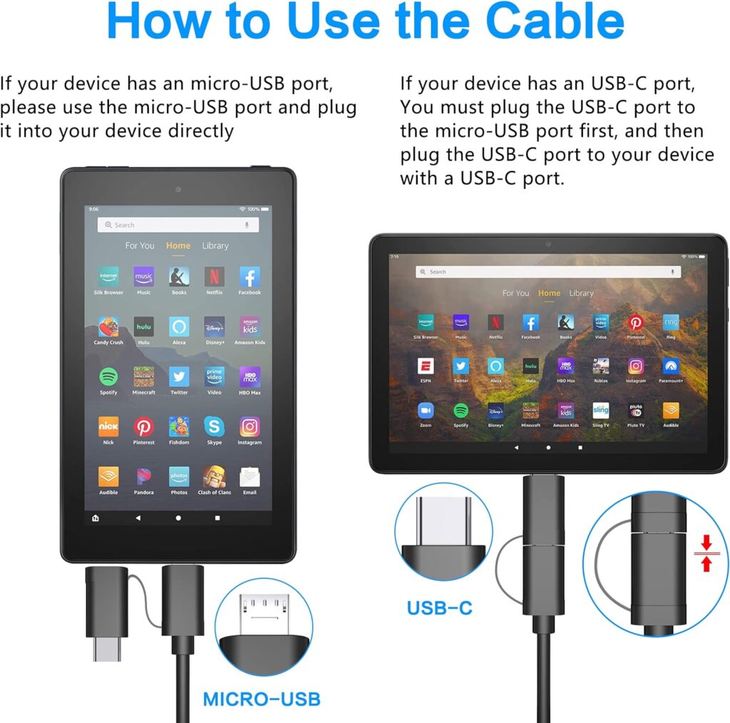 Fast Charger Compatible for Fire UL Listed AC Adapter 2A Rapid Charger with 6.6Ft Micro-USB Cable for All-new Fire 7 HD 8 10 Plus Tablet, Kids Pro, Kids Edition, HD HDX 7” 8.9”