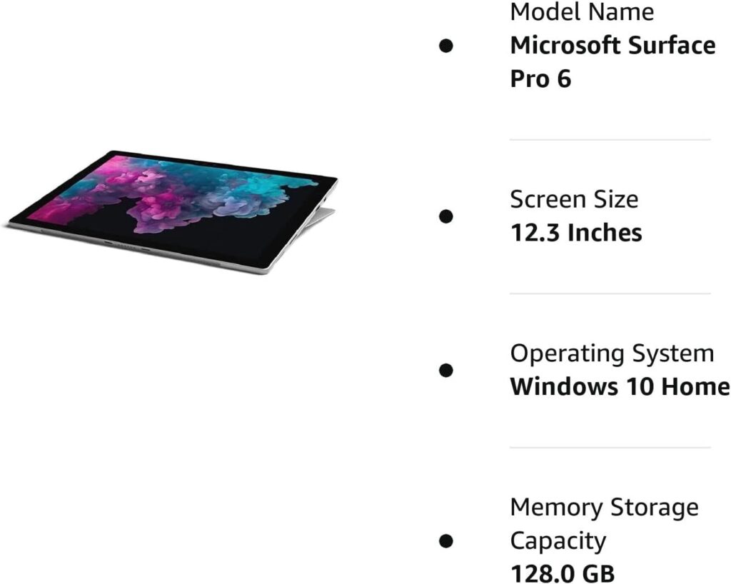 Microsoft Surface Pro 6 (Intel Core i5, 8GB RAM, 128GB) - Newest Version (Renewed)