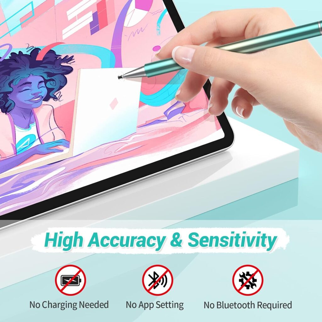 Stylus Pen for Touchscreen (3 Pack), Universal Stylist Pens 2 in 1 Precision Series Fine Point Disc for Apple/iPhone/iPad/Android/Samsung Tablets and More (Gradient Multi-Color)