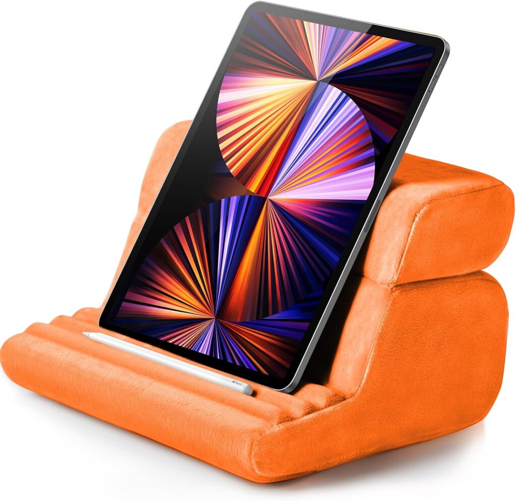UGREEN Tablet Pillow Stand for Lap Soft Holder Bed with 3 Viewing Angles Adjustable Home Office Accessories Compatible iPad Pro 11, 12.9 Air Mini 6 5 4 E-Reader Orange
