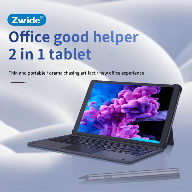 Zwide Pad 2in1 Computer Tablet with Windows 11, Ultra Slim PC with 10.5 Incell Full HD(1920x1200) Displayed by IPS Screen, N4120 Quad-Core CPU and 8GB LPDDR4 with 87% NTSC -128GB SSD