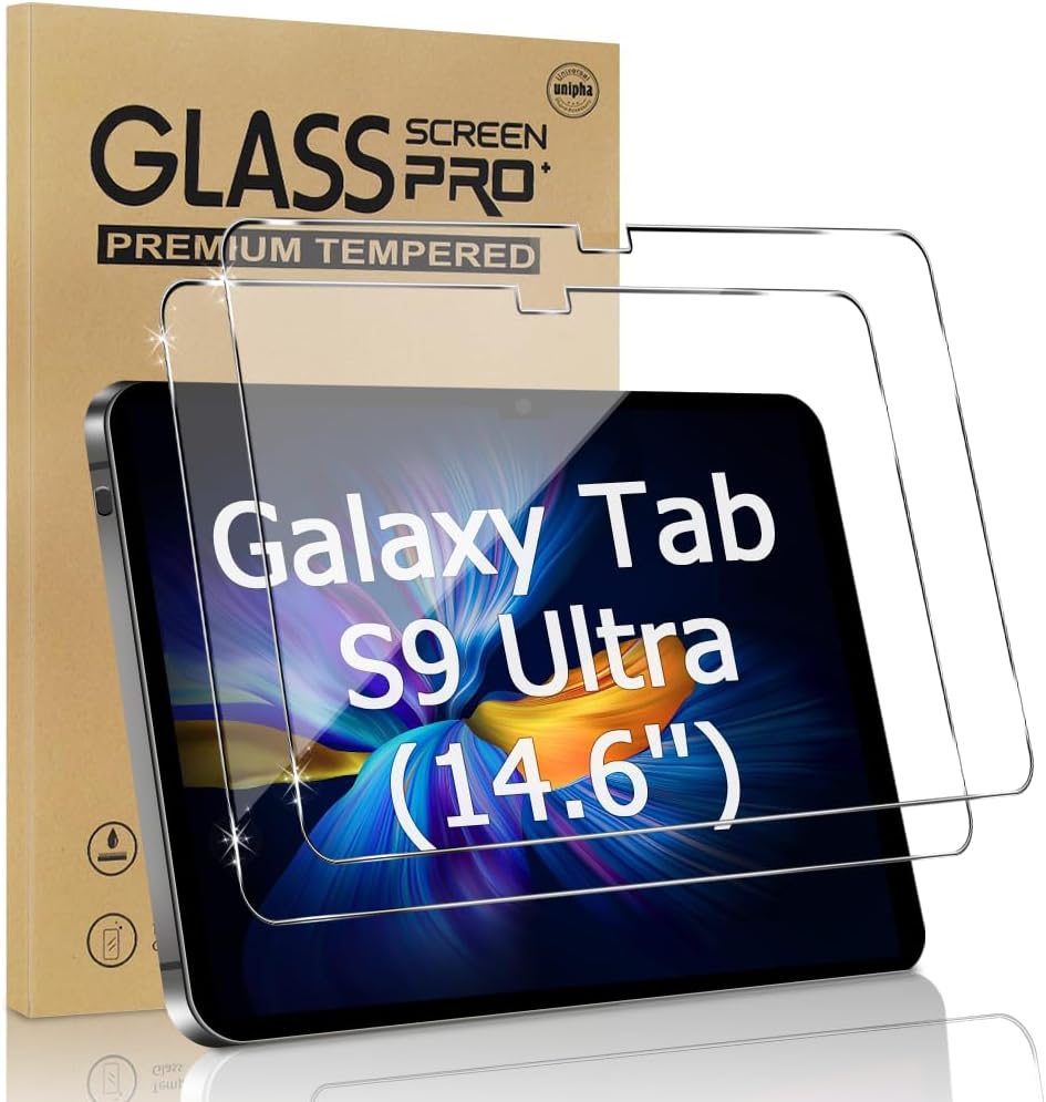 [2 Pack] Screen Protector for Samsung Galaxy Tab S9 Ultra 2023/Tab S8 Ultra 2022 (14.6 Inch),9H Hardness Tempered Glass 2.5D Edge Ultra Clear Anti Scratch Case Friendly - Compatible with Tab S8 Ultra