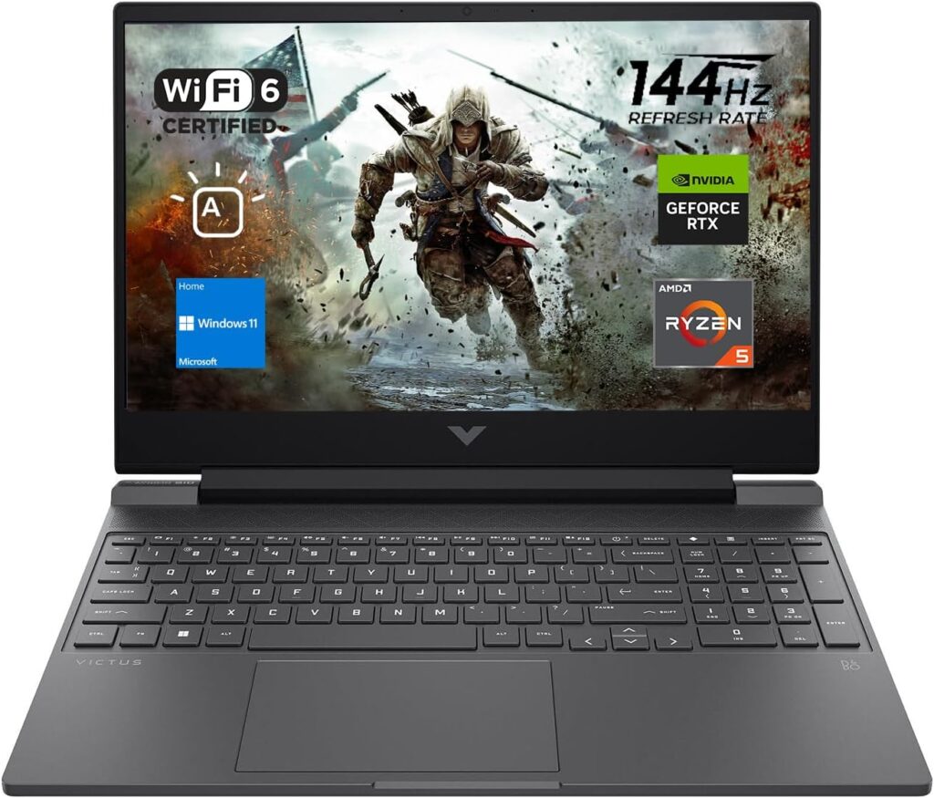 HP Victus 15 Gaming Laptop, 15.6 FHD 144Hz Display, AMD Ryzen 5 7535HS, 16GB DDR5 RAM, 512GB PCIe M.2 SSD, NVIDIA GeForce RTX 2050, HDMI, Webcam, Backlit Keyboard, Wi-Fi 6, Windows 11 Home, Silver