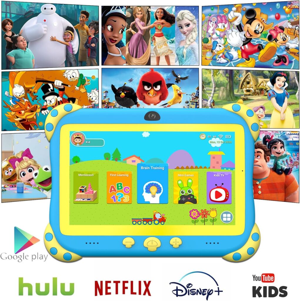 Kids Tablet 7 inch Tablet for Kids Wifi Kids Tablets 32G Android 10 Dual Camera Educational Games Parental Control, Toddler Tablet with Kids Software Pre-Installed Kid-Proof YouTube Netflix (Pink)