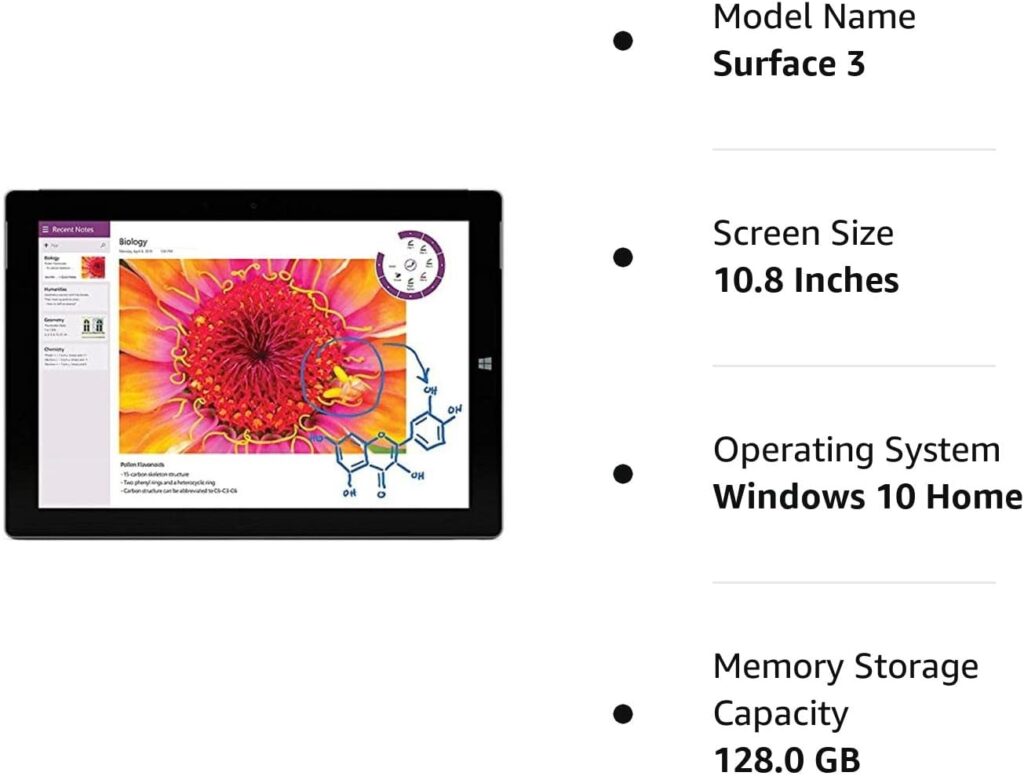 Microsoft 7G5-00015 Surface 3 Tablet (10.8-Inch, 64 GB, Intel Atom, Windows 10) (Renewed)