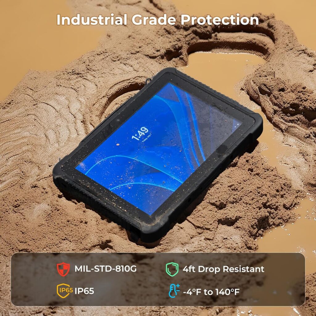 MUNBYN Rugged Tablet IRT08, 10.1 inch Windows Tablet, Windows 11 Pro, 8GB+128GB, Intel N5100,Sunlight Readable, 4G LTE GPS Heavy Duty Industrial Outdoor Work Tablet PC, BT5.1 Wi-Fi for Field Workers