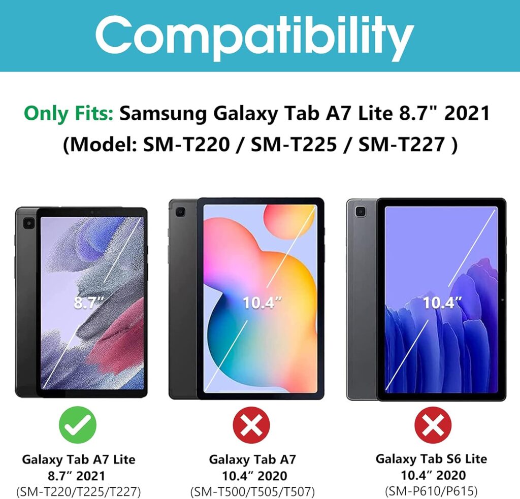 ProCase [2 Pack] Galaxy Tab A7 Lite 8.7 Inch 2021 Screen Protectors T220 T225 T227, Tempered Glass Screen Film Guard for Samsung Galaxy Tab A7 Lite 8.7 2021 Release SM-T220 SM-T225 SM-T227