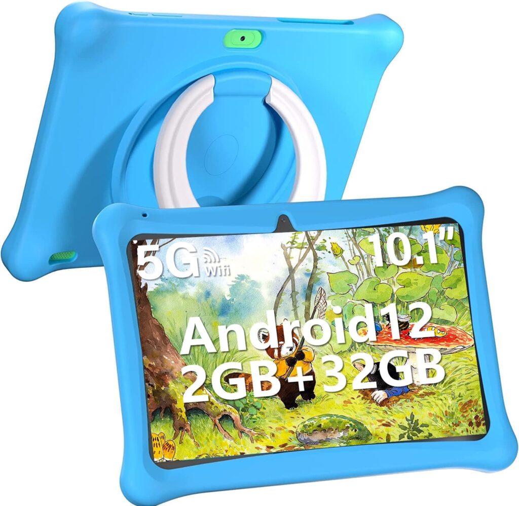 SGIN Kids Tablet, 10 Inch Tablet Android 12 for Kids 2GB RAM 32GB ROM with Case with Parental Control APP, Dual Camera, WiFi, Educational Games，iWawa Pre Installed, Blue