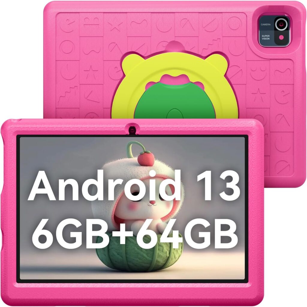 Tablet for Kids Android 13 Kids Tablet with 6GB(2GB+4GB) RAM, 64 GB ROM, Dual Camera, Bluetooth, 5000mAh Battery