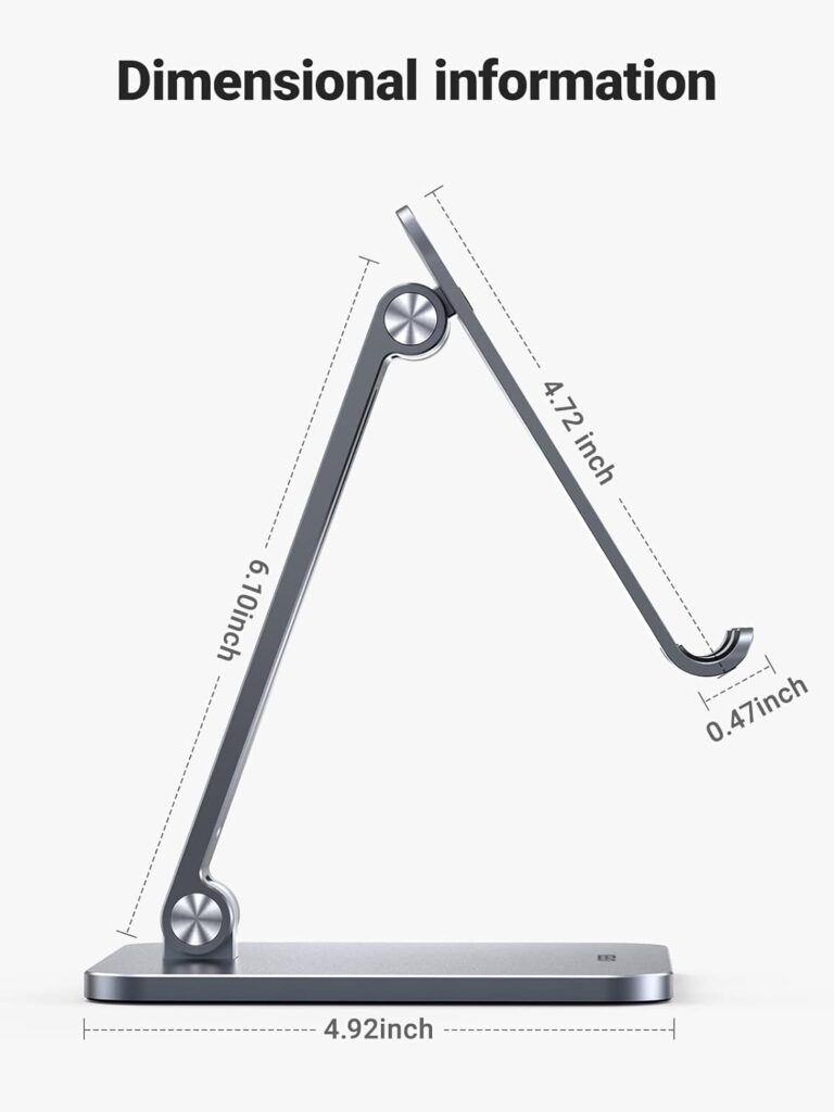 UGREEN Tablet Stand Holder for Desk Adjustable Aluminum Portable Stand Holder Foldable Dock Home Office Desk Accessories Compatible with ipad pro 12.9, ipad air Mini 6 5 4 3 2, Silver