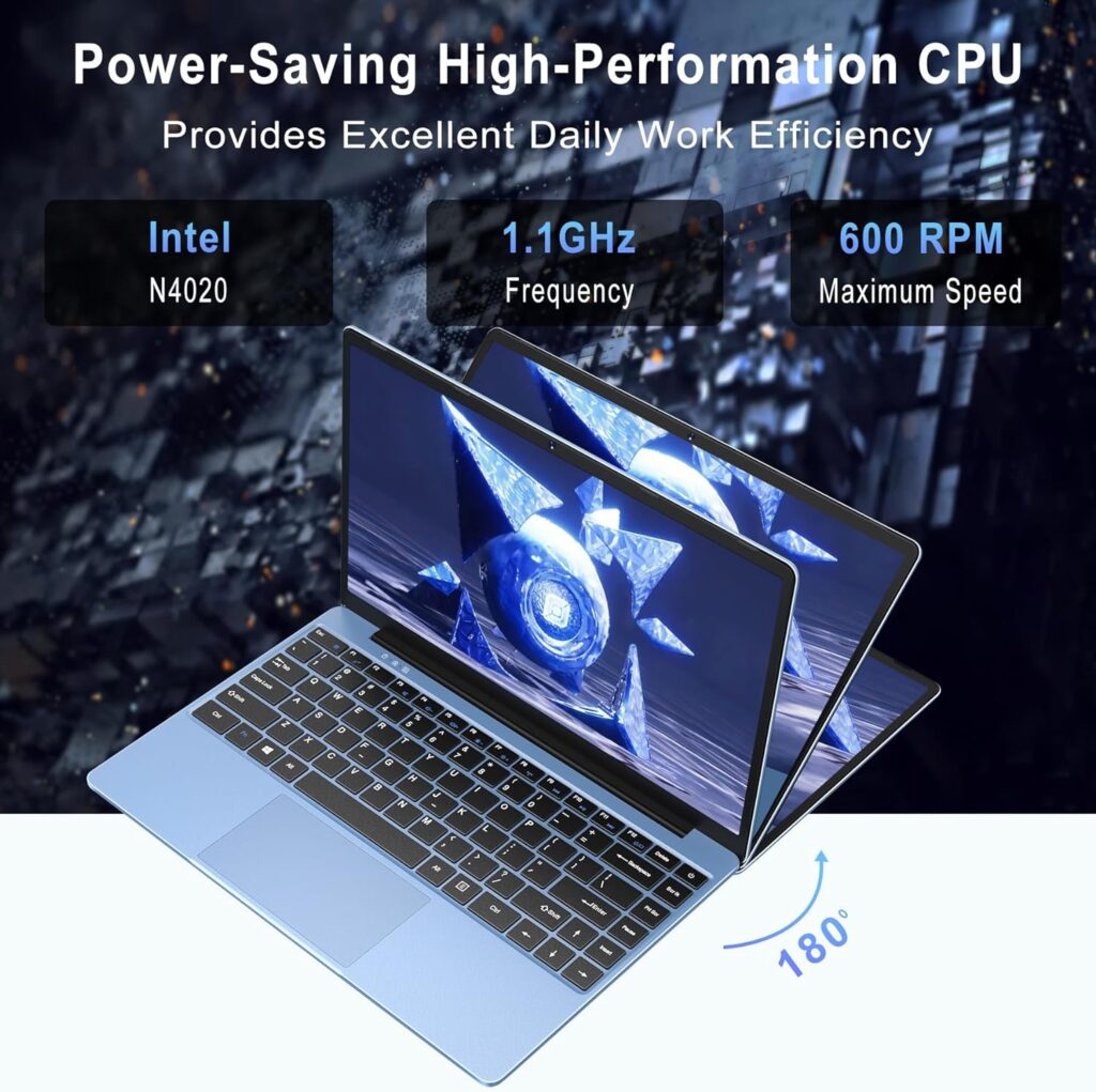 WOZIFAN 14 Laptop 6GB RAM 256GB SSD Traditional Laptops Computer Win 11 Full Metal 2.4G+5G WiFi Bluetooth 4.2 USB HDMI 1920x1080 FHD with Wireless Mouse for Work Study Entertainment-Blue