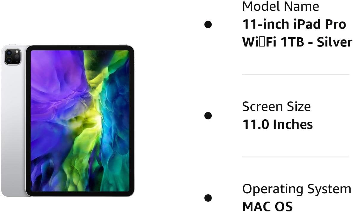 2020 Apple iPad Pro 2nd Gen (11 inch, Wi-Fi, 128GB) Silver (Renewed)