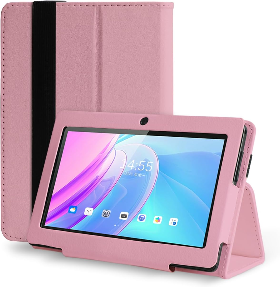 7 Inch Tablet Android 11 2GB+32GB Mini Tablet with HD IPS Display GMS Dual Camera WiFi Tablet with Case (Pink)