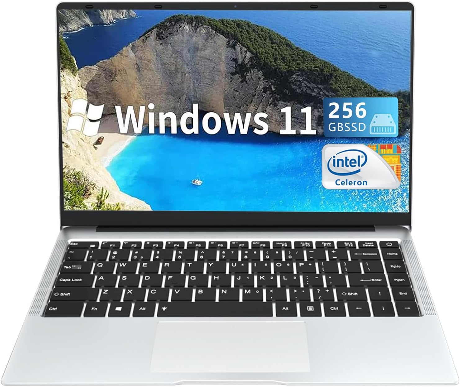 Laptop 8GB DDR4 256GB SSD Laptop Computer, Intel Celeron Quad Core (Up to 2.7GHz) Processor, Intel UHD Graphics 600, 14.1 Inch,Webcam, 2.4G/5GHz WiFi, Mini HDMI,180 Flip, Bluetooth 5.0