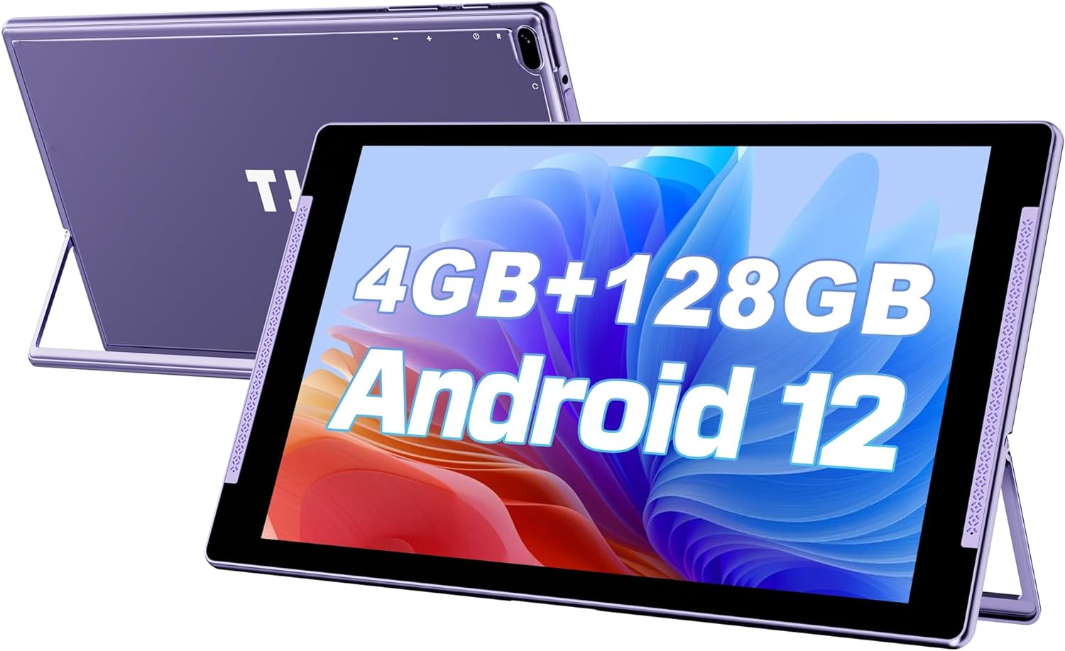 TJD Android 12 Tablet 10.1 Inch Tablets with Stand, 8GB RAM 128GB ROM 512GB Expandable, Google GMS Tablet, 6000mAh Fast Charge, 8MP Dual Camera, 2.4G/5G WiFi6, IPS HD Touch Screen (Purple)