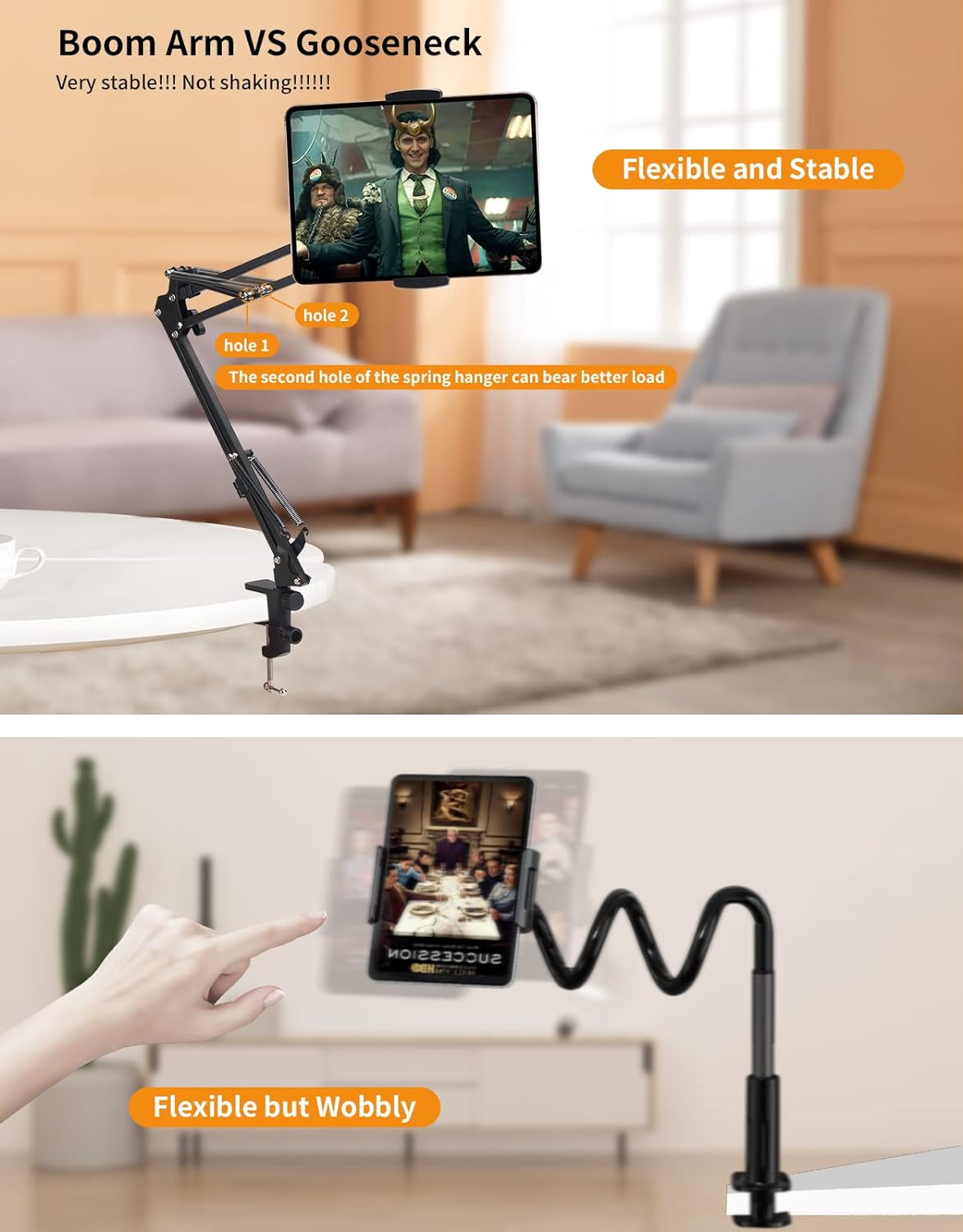 LILANZo Adjustable Tablet Stand and Phone Holder, Compatible with 4.6-12.9 inch Devices, Foldable and Portable, Ideal for Bed and Desk