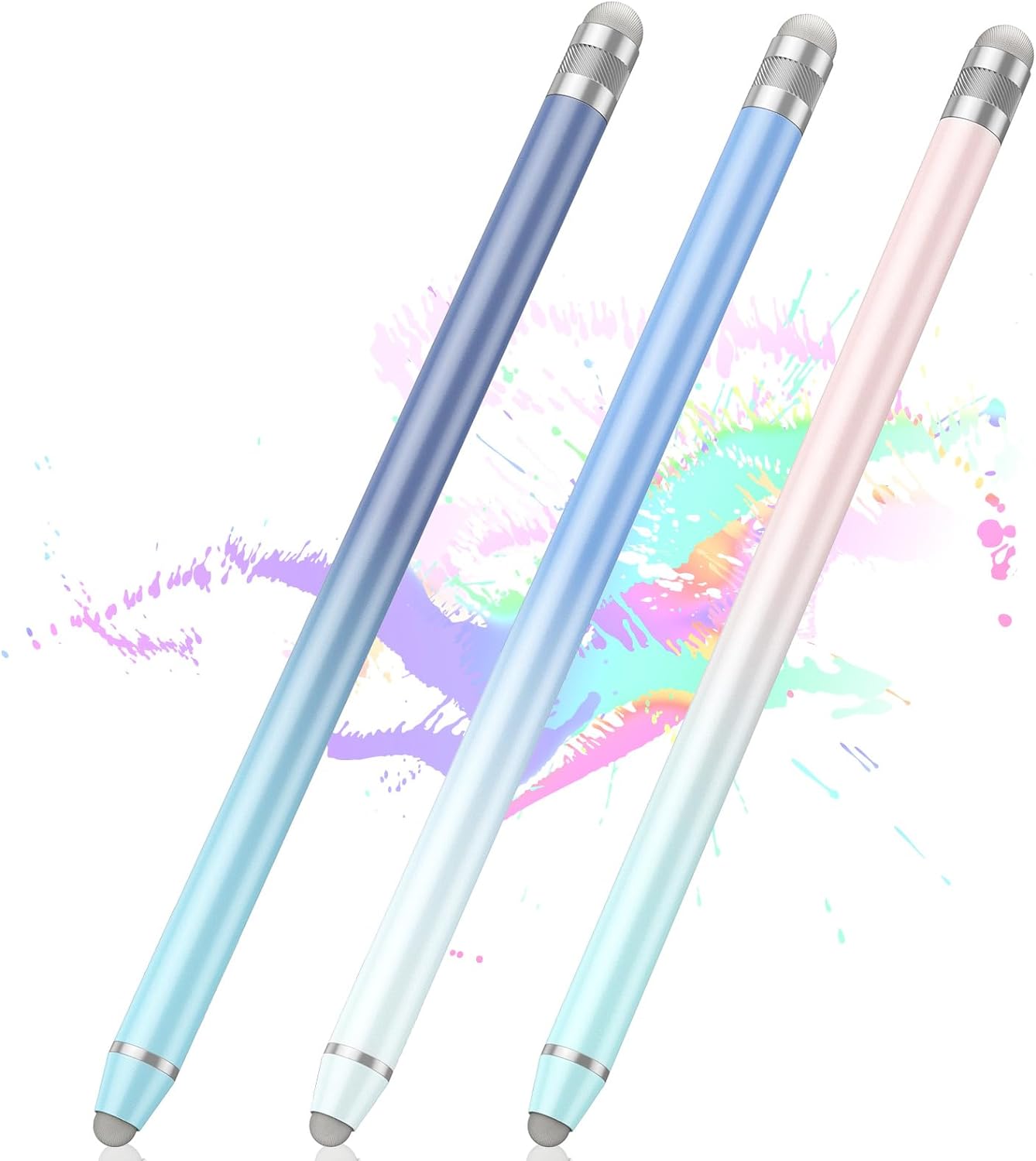 Stylus Pens for Touch Screens(3 Pcs), High Sensitivity Fiber Tips Capacitive Stylus for iPad iPhone Tablets Samsung Galaxy All Universal Touch Screen Devices (Gradient Blue)