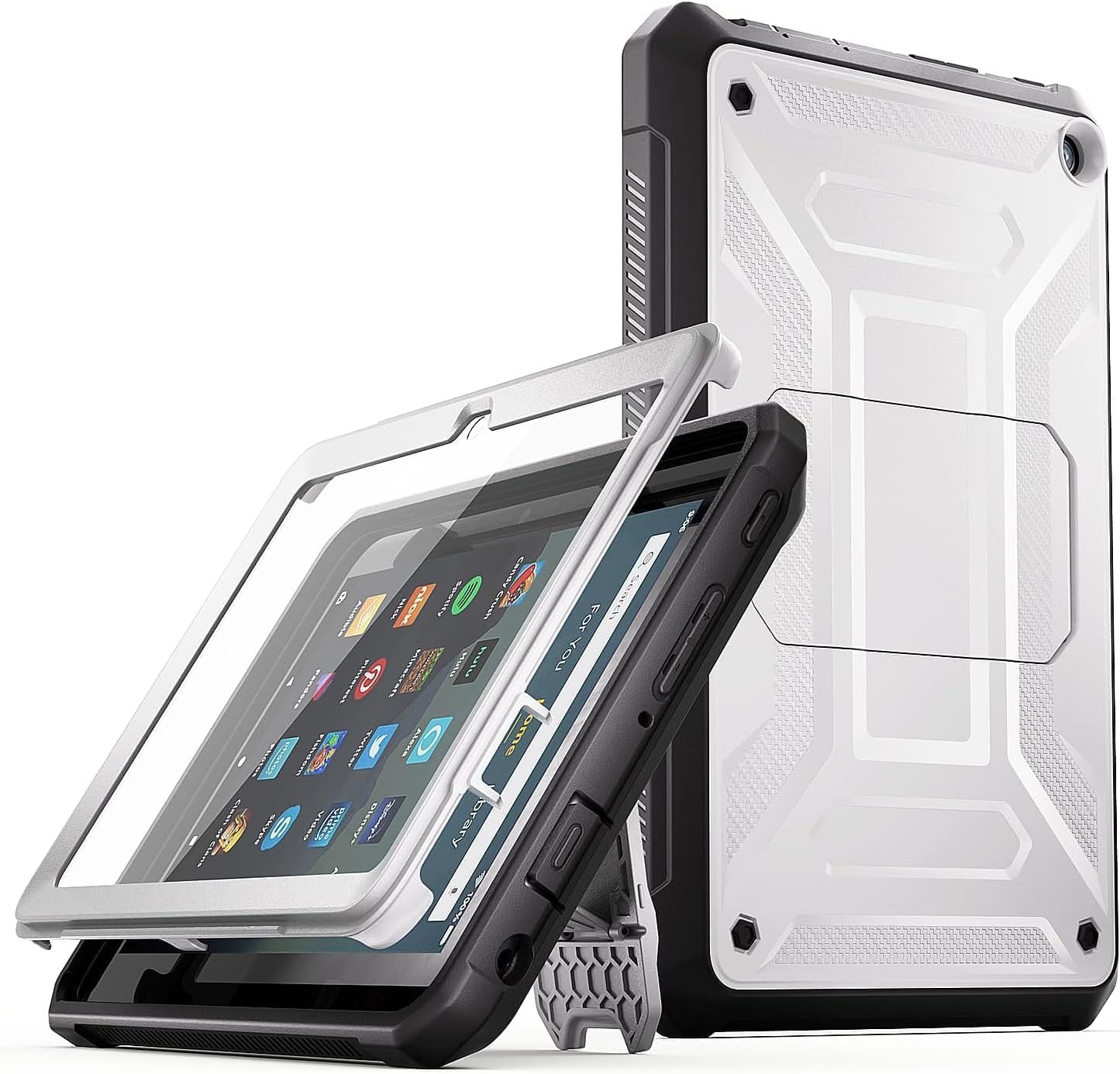 DJRPPQ Case Fits New 10 Tablet (Only 13th Gen, 2023 Release)-Incompatible with iPad Samsung- Full Body Rugged Hands-Free Viewing Stand Back Cover with Screen Protector Grey