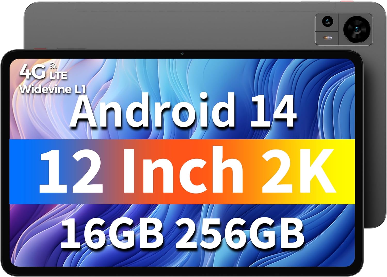 TECLAST Tablet 12 inch Android 14 Tablets, T60 with 256GB Storage(Expand to 1TB), Unisoc T616 CPU, 8000mAh +18W PD Fast Charger, 4 Speakers, 5G WiFi+4G LTE, Dual 13MP Camera,GPS