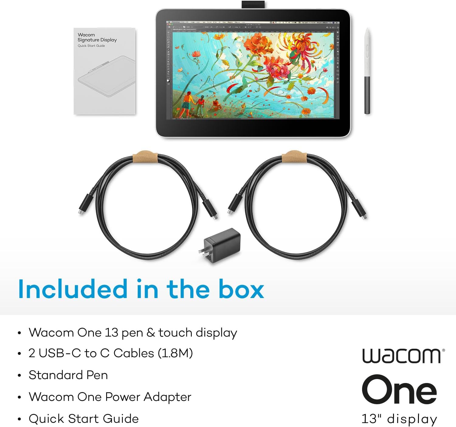 Wacom One Small Bluetooth Graphics Drawing Tablet, 7.4 x 5.6 inch; Compatible with Chromebook, Mac, Windows and Android for Digital Art, Photo Editing, Design; Includes Creative Software and Training