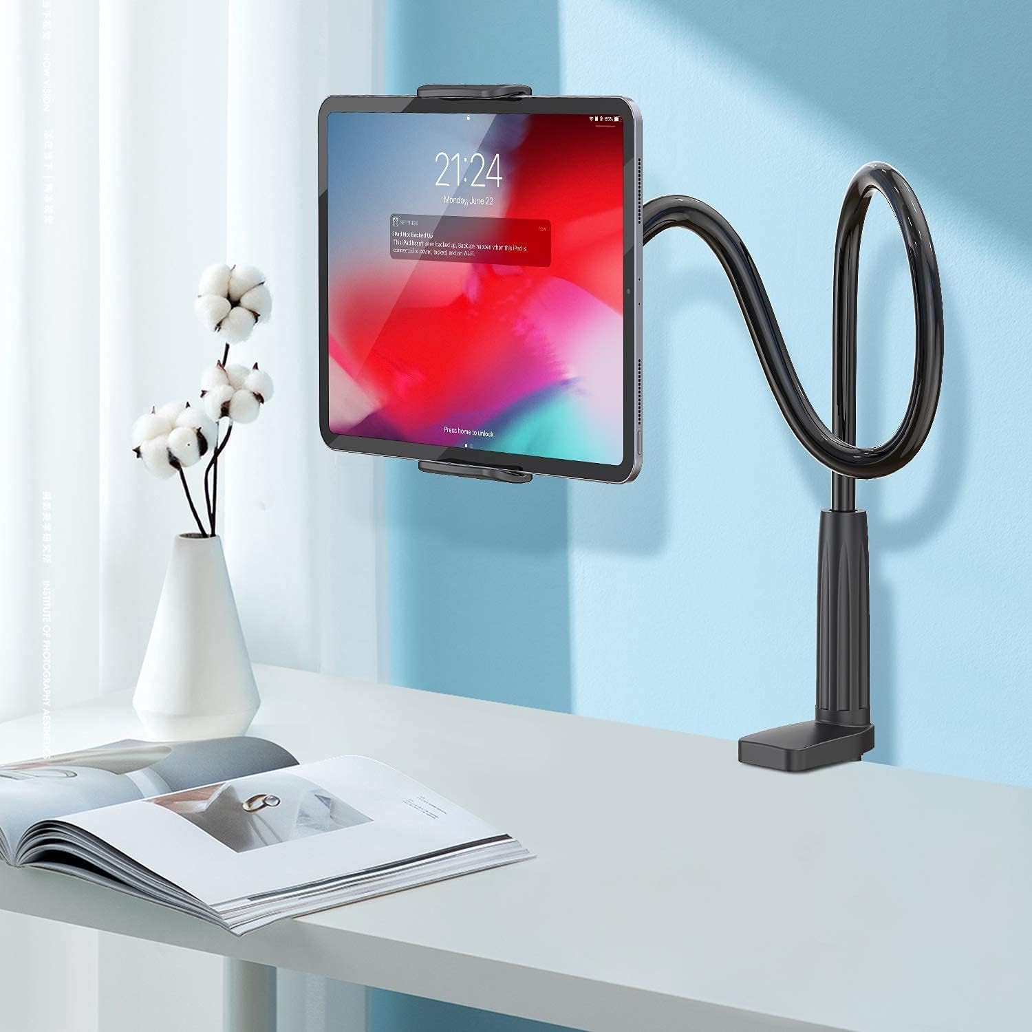 WixGear Tablet Holder Mount, Gooseneck Tablet Stand, Tablet Holder for Table Top, Holder for Bed Couch Stand, Compatible with iPads, Samsung Galaxy Tablets, Amazon Fire HD and More