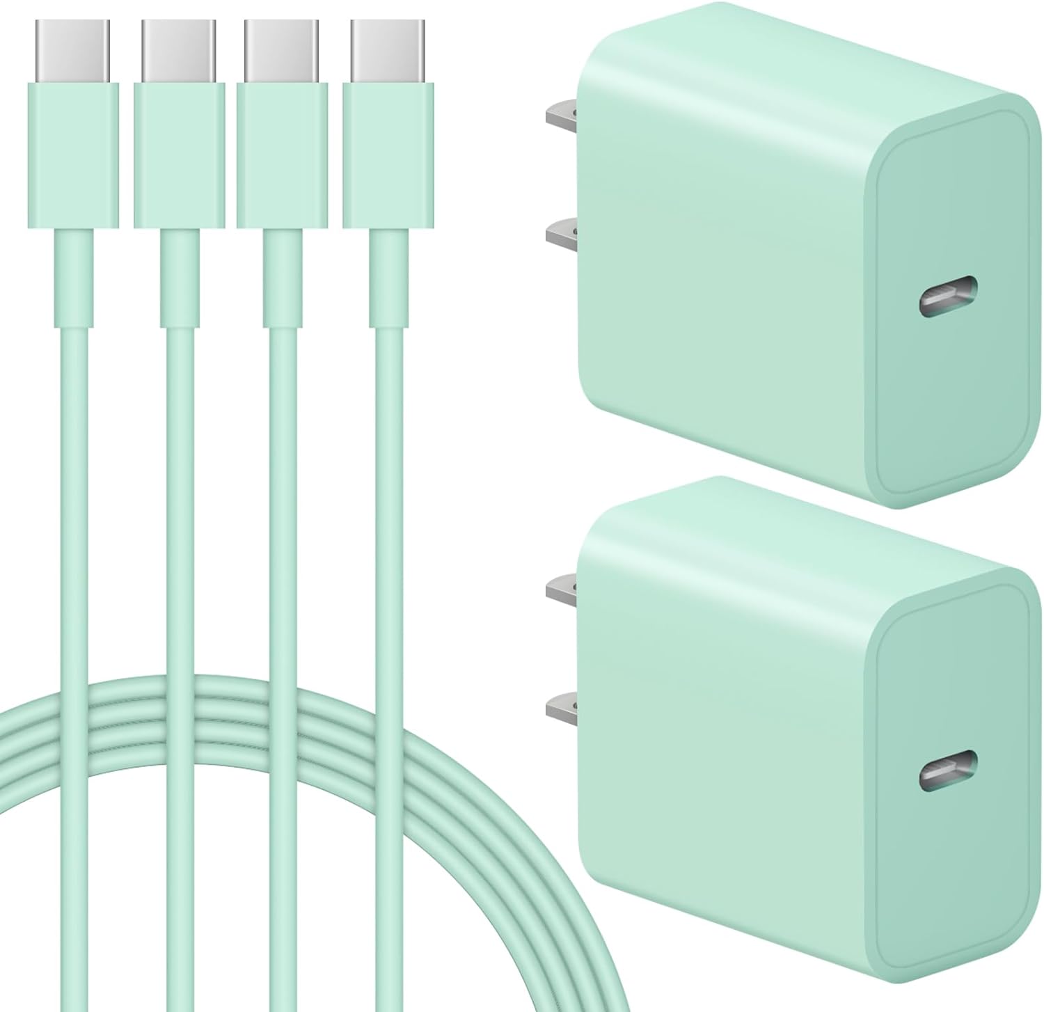 iPhone 15 Charger USB C Charger 2-Pack iPad Pro Charger 6FT Cable Wall Charger for iPhone 15/iPhone 15 Pro/iPhone 15 Pro Max,iPad Pro,iPad Mini 6,iPad Air4,Android Phones(Green)