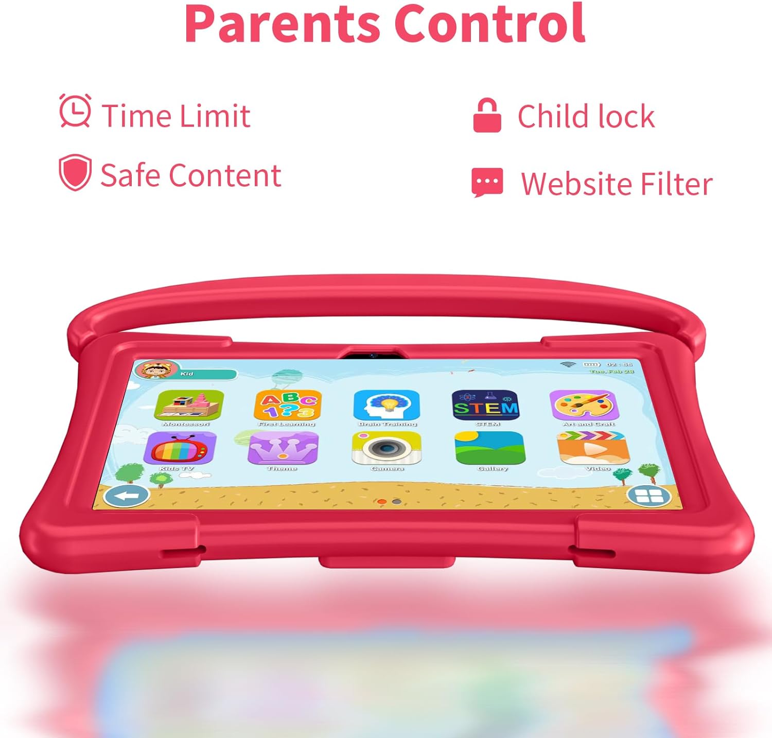 Kids Tablet, 10 inch Android 13 Tablet for Kids, 4GB RAM 64GB ROM 512GB Expand, Toddler Tablet with Shockproof Case, Bluetooth, GMS, WiFi, Parental Control, Dual Camera, Games (Pink)