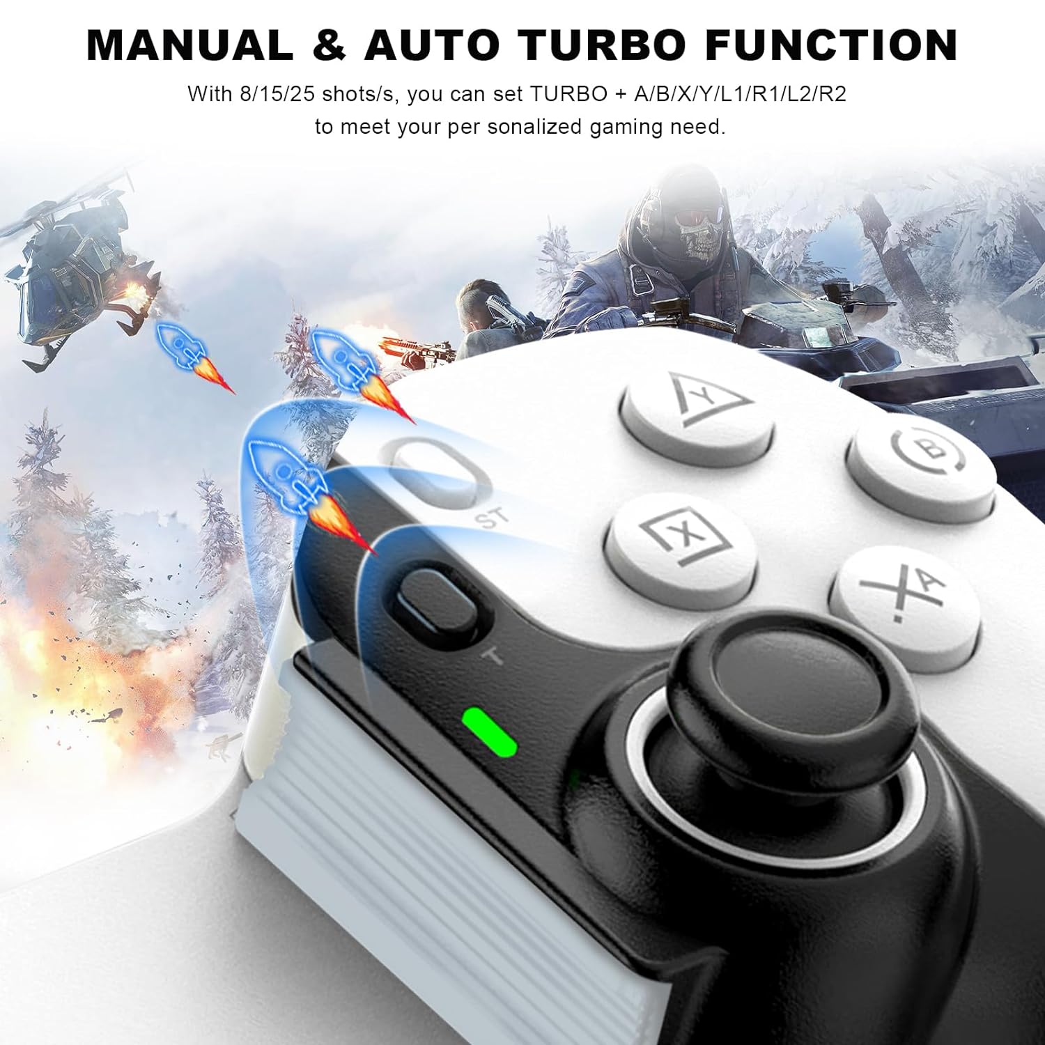 Megadream Wireless Controller for iPad, Tablet, iPhone/Android/PC/Switch/PS3/PS4 Gamepad Joystick with Turbo, Supports Mobile Cloud Game, Streaming on PS5/PS4/Xbox/PC, iPhone 15/14, COD