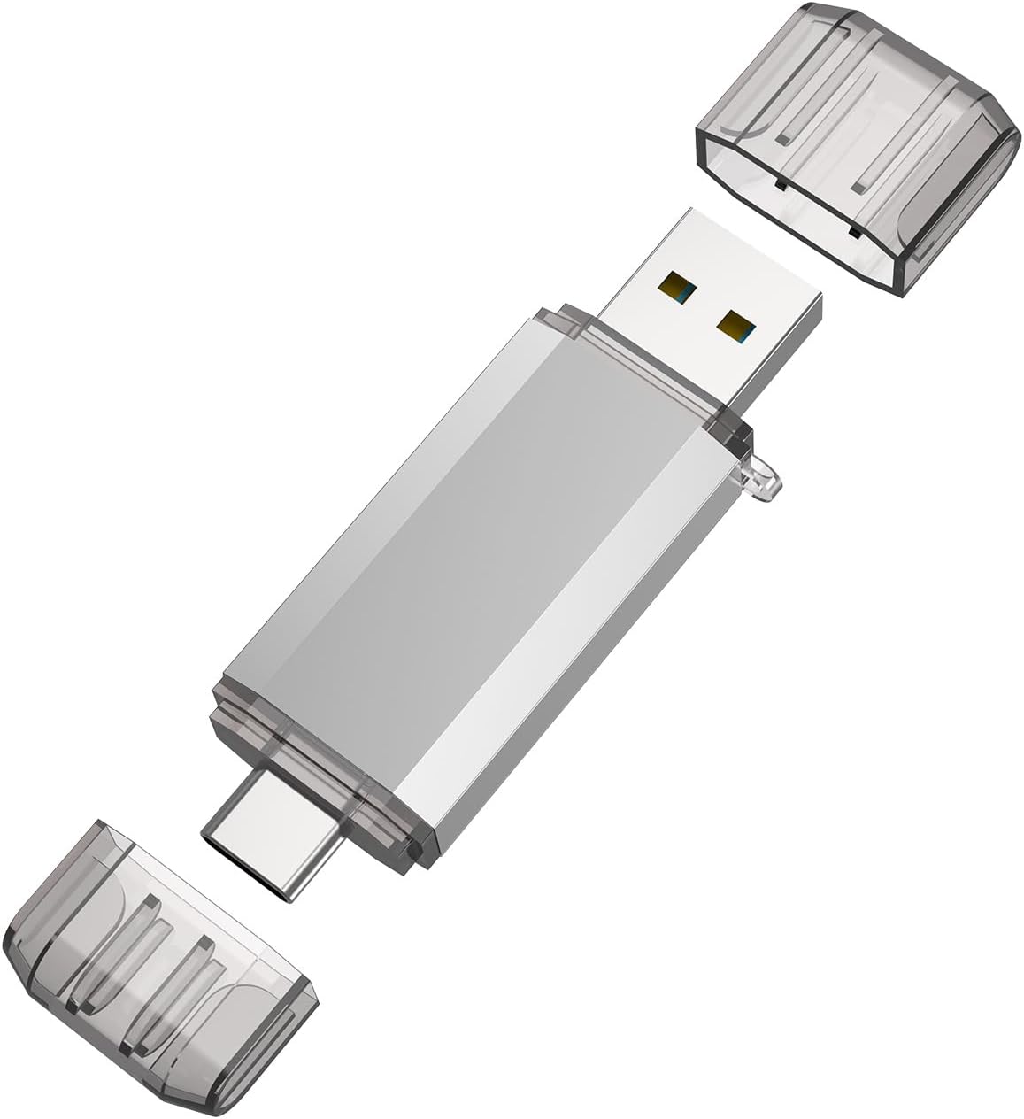 RAOYI 256GB USB C Flash Drive, 2 in 1 USB 3.0 Type C Dual OTG Metal Thumb Drive Jump Drive Memory Stick with Keychain Suitable for USB-C Smartphones, MacBook, Computers and Tablets (Silver)