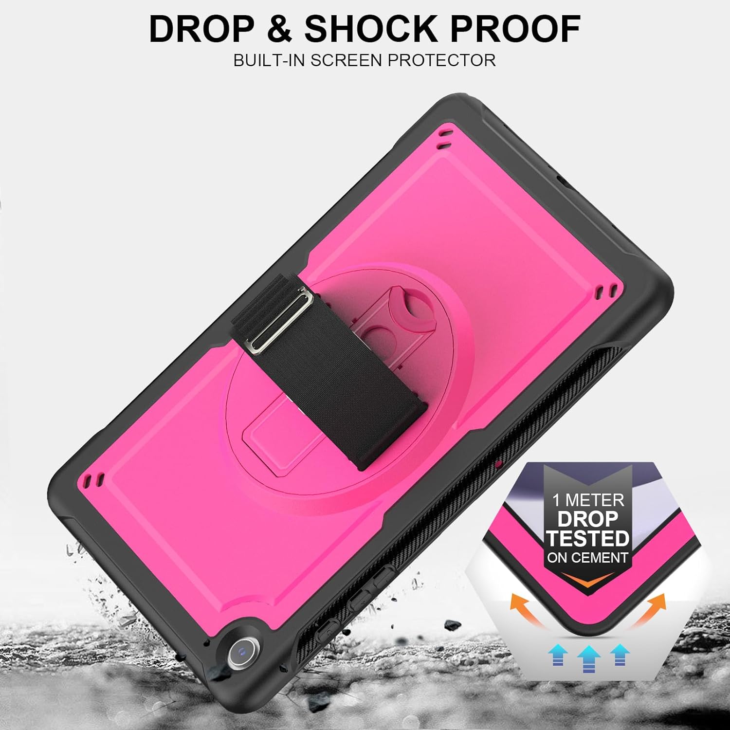 Timecity Case for Samsung Galaxy Tab A9 Plus 2023 11 inch SM-X210/X216/X218: Heavy Duty Rugged Protective Case with Screen Protector, 360 Rotating Stand, Hand Strap, Shoulder Strap -Rose