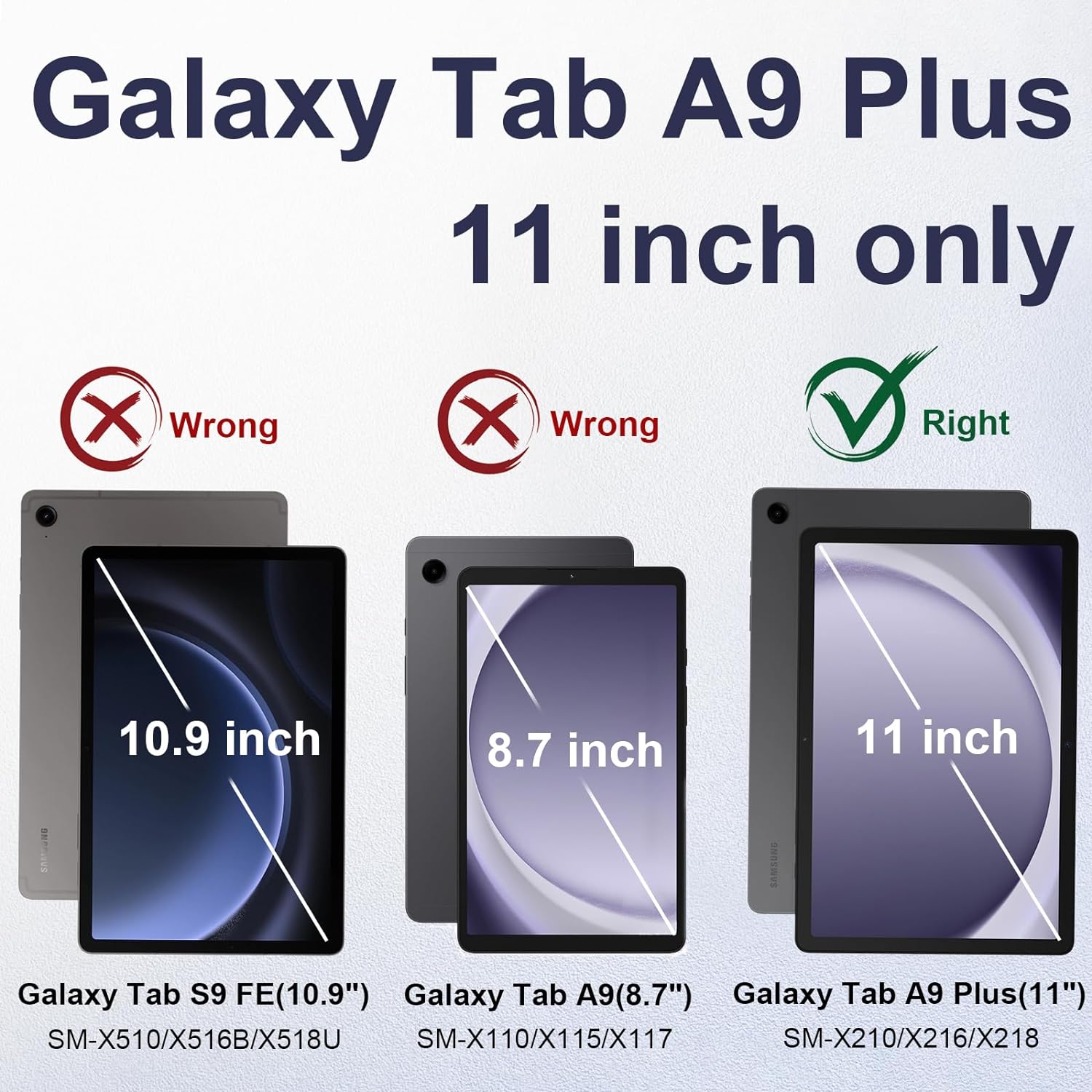 WESOROL Case for Samsung Galaxy Tab A9 Plus 11 Inch 2023 (SM-X210/X216/X218), Heavy Duty Galaxy Tab A9+ Tablet Case with Screen Protector 360 Rotating Handle Strap Pen Holder, Black Blue