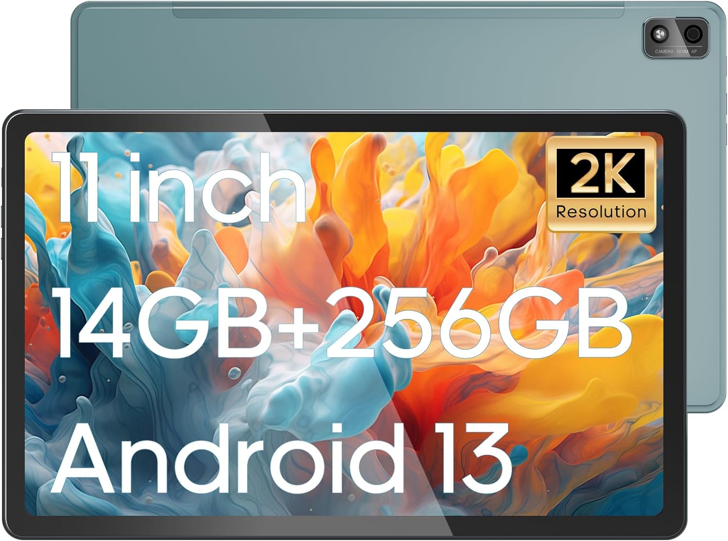 2024 Newest 11 inch Tablet Android 13 Tablet, 2K 2000 x 1200 Display, 14GB RAM 256GB ROM 512GB Expand with Octa-Core CPU, 13MP+5MP, Dual SIM/2.4G5G WiFi/BT5.0/Type C/GPS/7500mAh, 18W Fast Charging