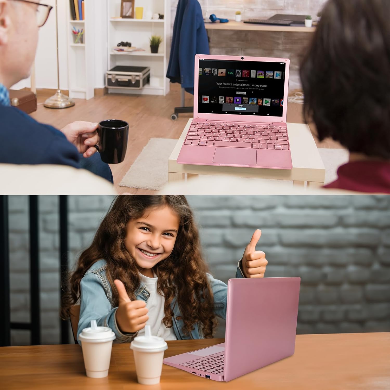 Mini Laptop,10.1Inch 8GB RAM 128GB SSD,IPS Display with Intel Celeron N4020 Processor (up to 2.8Ghz),Lightweight and Powerful with Windows 11 OS Small Computer. (Rose Gold)