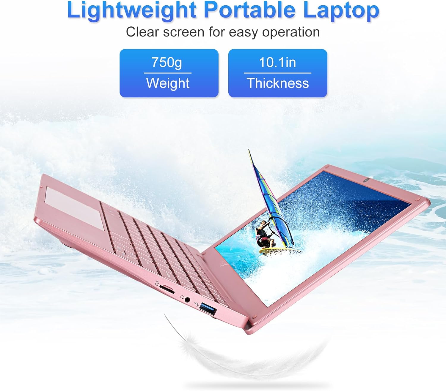 Mini Laptop,10.1Inch 8GB RAM 128GB SSD,IPS Display with Intel Celeron N4020 Processor (up to 2.8Ghz),Lightweight and Powerful with Windows 11 OS Small Computer. (Rose Gold)