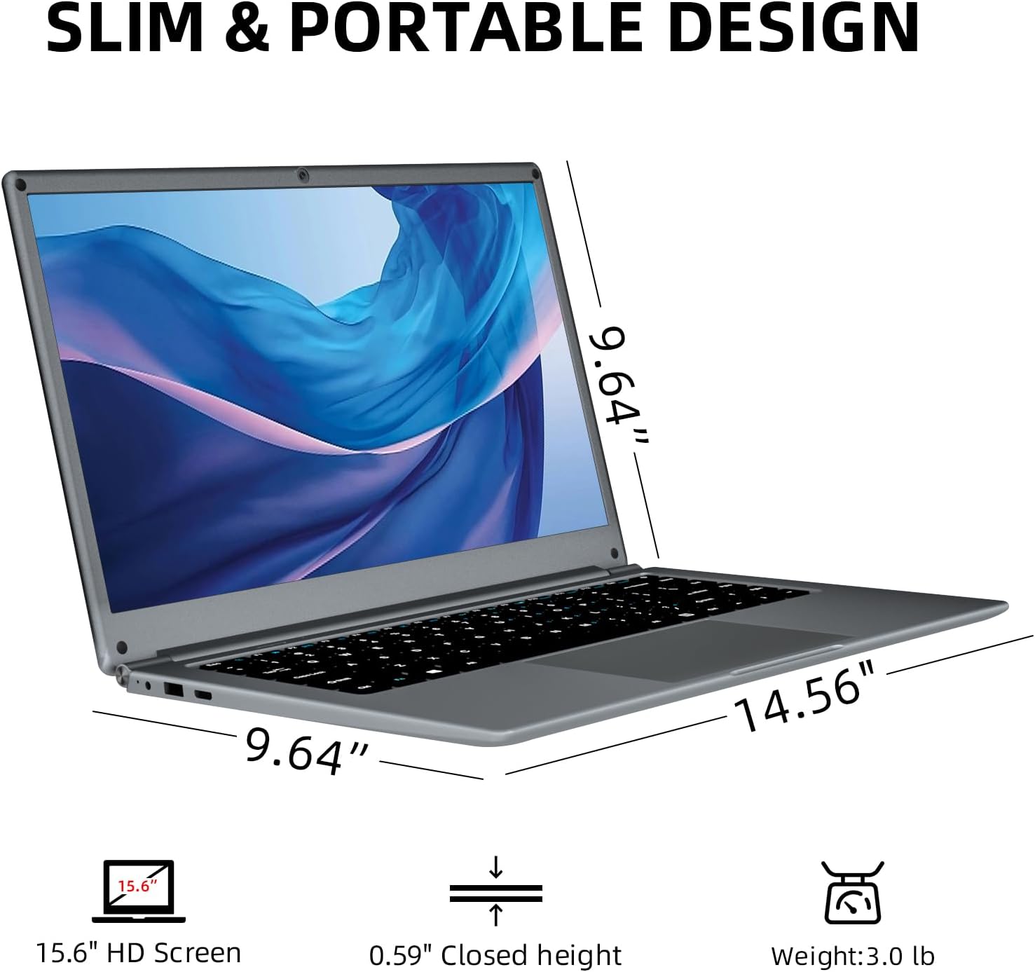 Morostron Laptop 4GB DDR4 192GB SSD, 15.6 Inch Win11 Laptops Computer with Intel Quad Core Processor, Webcam, USB3.0, WiFi, Bluetooth 4.2, Mini HDMI, Gray