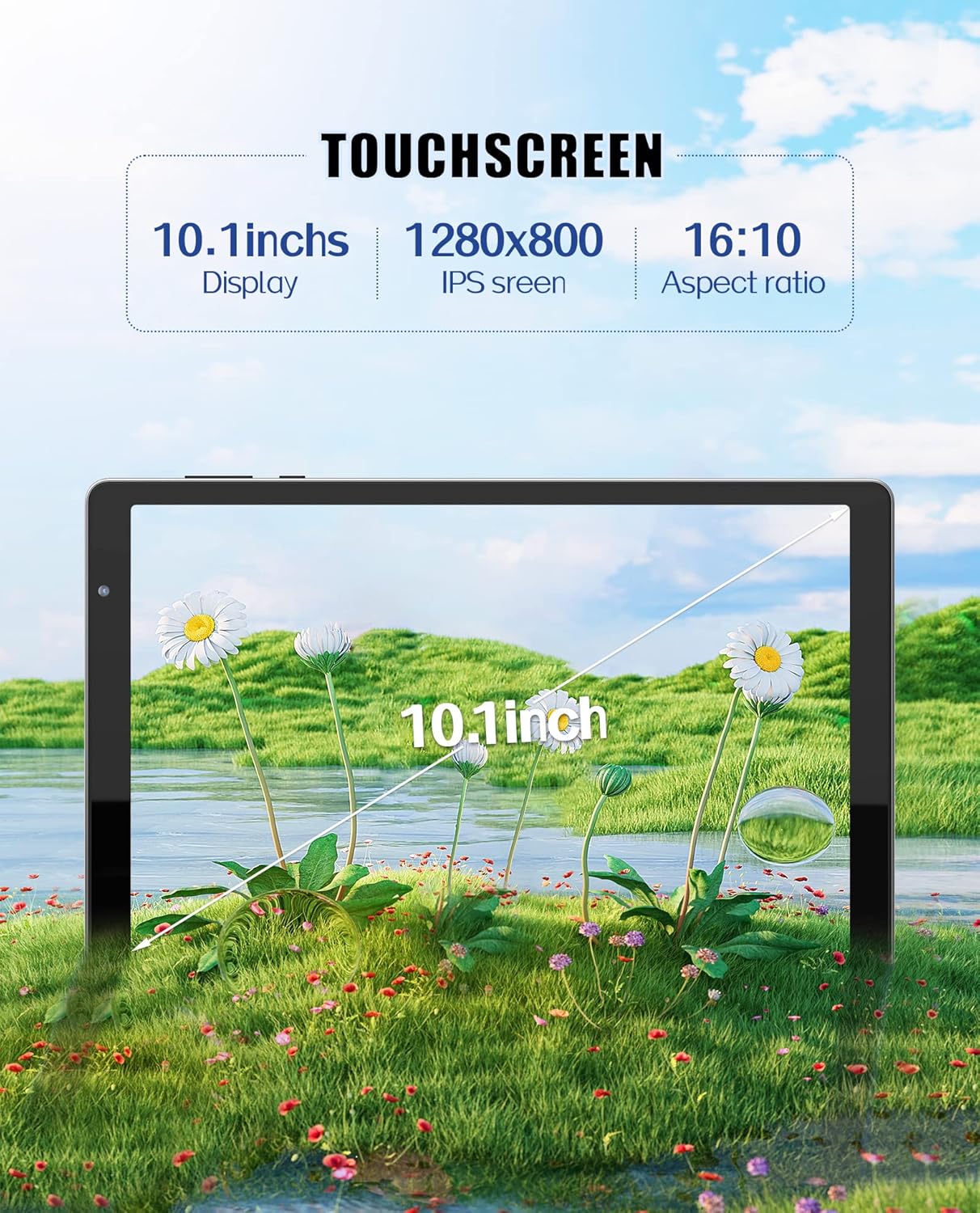 Tablet 10 inch Android Tablets, Android 12 Tablet Quad Core Processor (2+2) 4GB RAM 32GB ROM, 1TB Expandable Tablet Computer, 6000mAh Battery, 1280 * 800 IPS Screen, Bluetooth, WiFi (Blue)